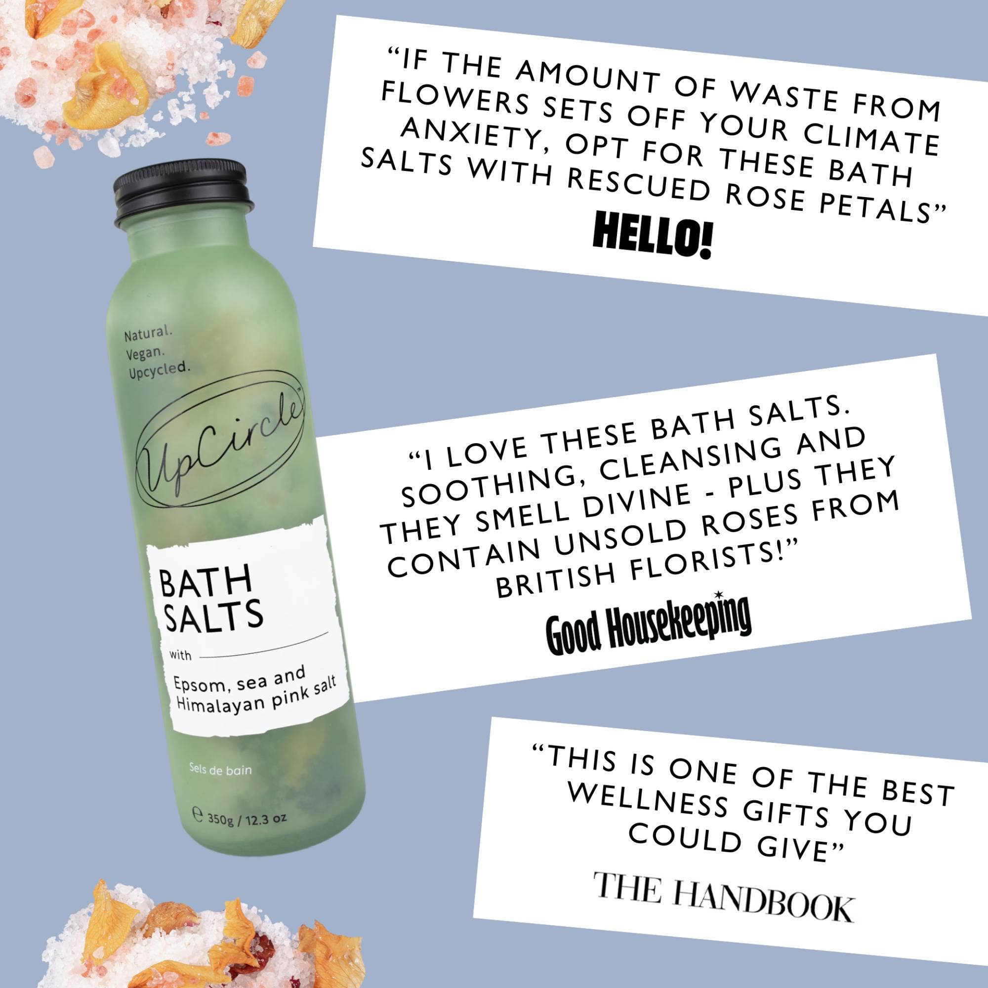 Epsom, Sea & Himalayan Pink Bath Salts with Upcycled Rose Petals